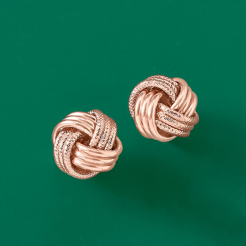Italian 14kt Rose Gold Love Knot Earrings image number 2