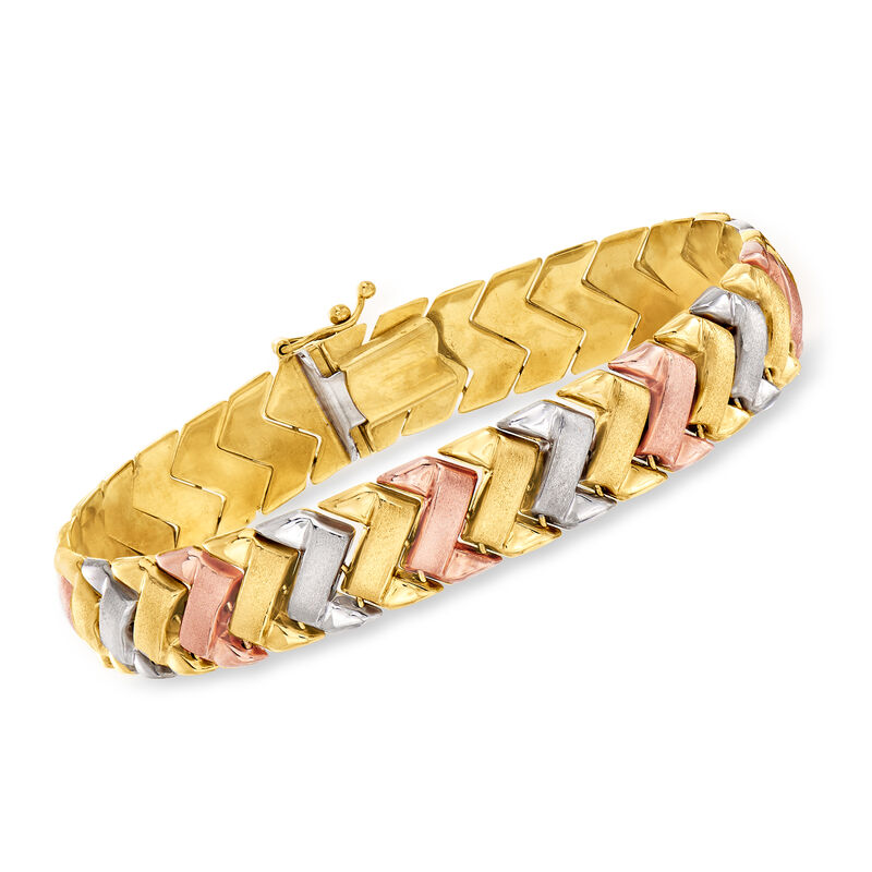 C. 1990 Vintage 14kt Tri-Colored Gold Link Bracelet image number 0