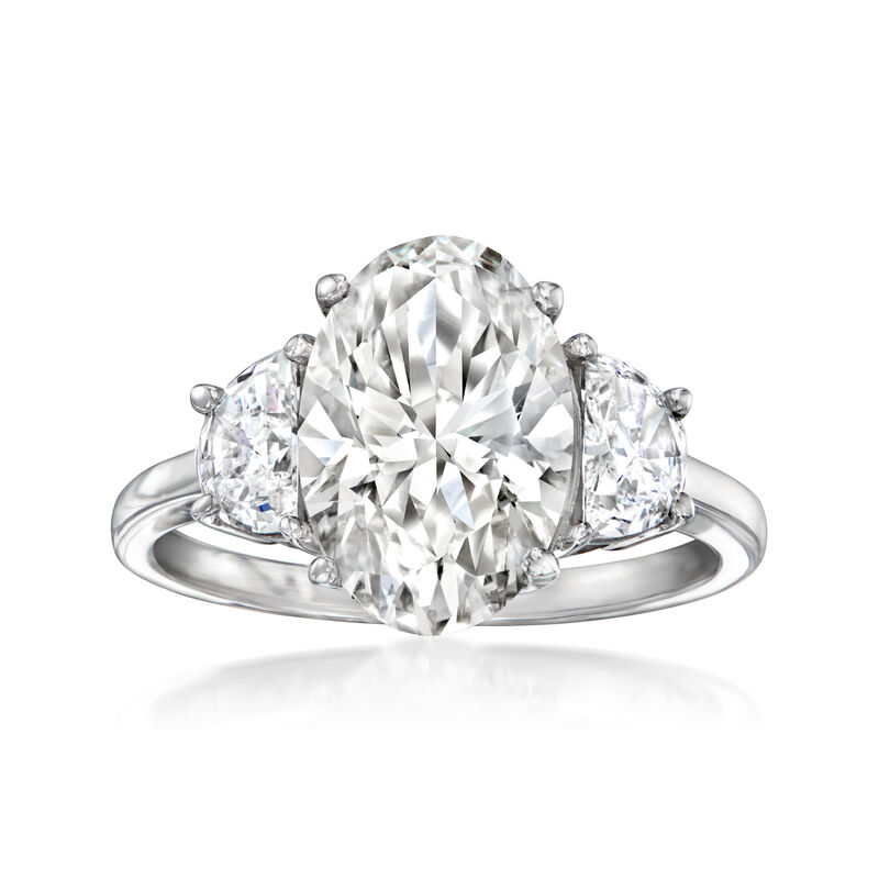 3.60 ct. t.w. Oval and Half-Moon Lab-Grown Diamond Ring in 14kt White Gold image number 0