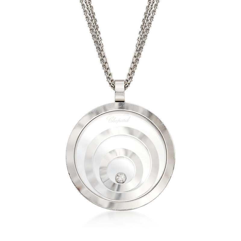 C. 1990 Vintage Chopard &quot;Happy Spirit&quot; Diamond-Accented Pendant Necklace in 18kt White Gold image number 0