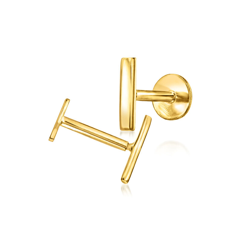 14kt Yellow Gold Bar Flat-Back Stud Earrings image number 2