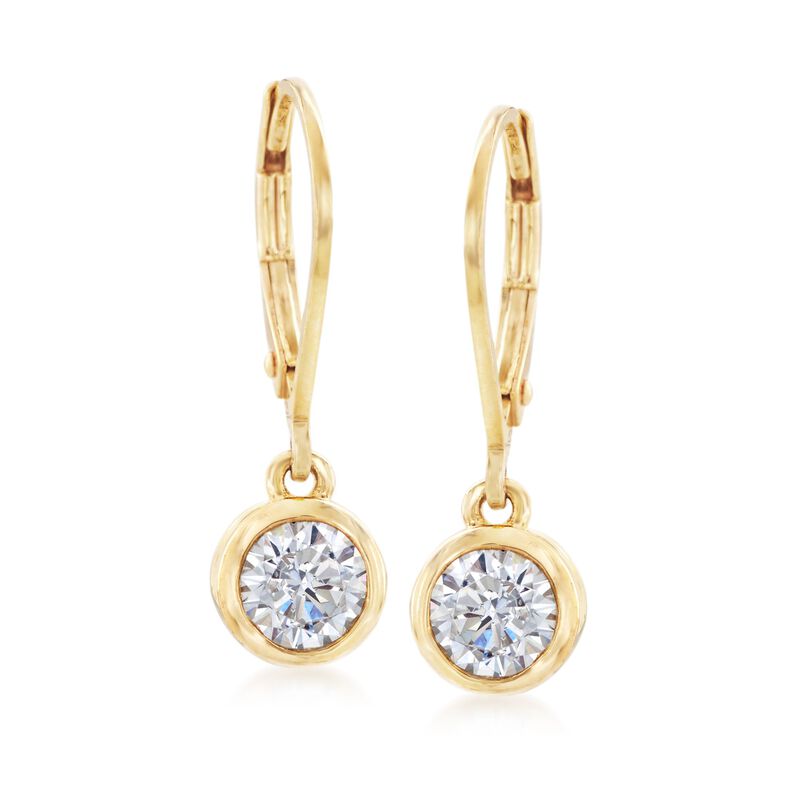 1.00 ct. t.w. Bezel-Set CZ Drop Earrings in 14kt Yellow Gold image number 0