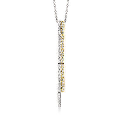 C. 1990 Vintage .30 ct. t.w. Diamond Two-Bar Pendant Necklace in 18kt Two-Tone Gold