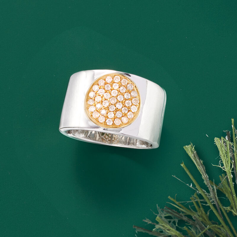 .50 ct. t.w. Diamond Circle Cluster Ring in Sterling Silver with 14kt Yellow Gold image number 3