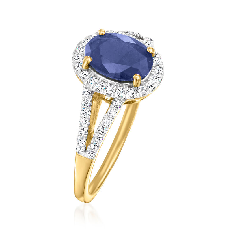1.70 Carat Sapphire and .33 ct. t.w. Diamond Ring in 14kt Yellow Gold image number 2