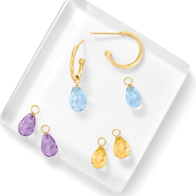 Interchangeable Jewelry Set: 8.00ct. t.w. Multi-Gemstone C-Hoop Drop Earrings in 14kt Yellow Gold image number 7