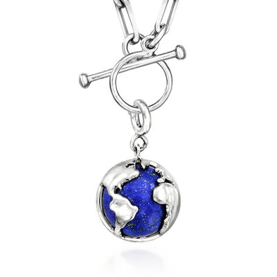 Lapis and Sterling Silver Globe Charm