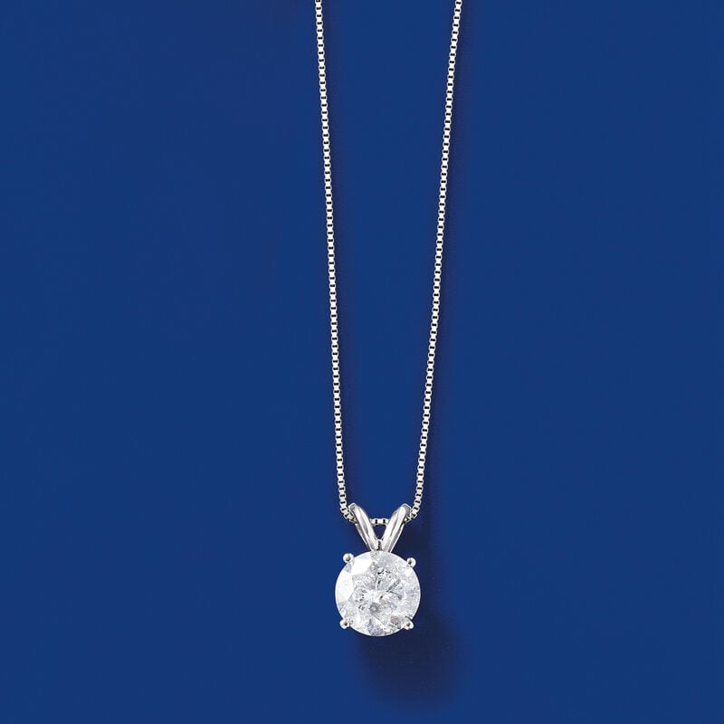 1.20 Carat Diamond Solitaire Necklace in 14kt White Gold image number 2