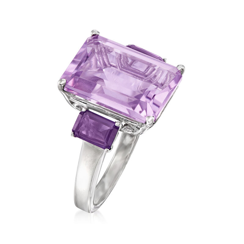 9.00 ct. t.w. Emerald-Cut Amethyst Ring in Sterling Silver image number 2