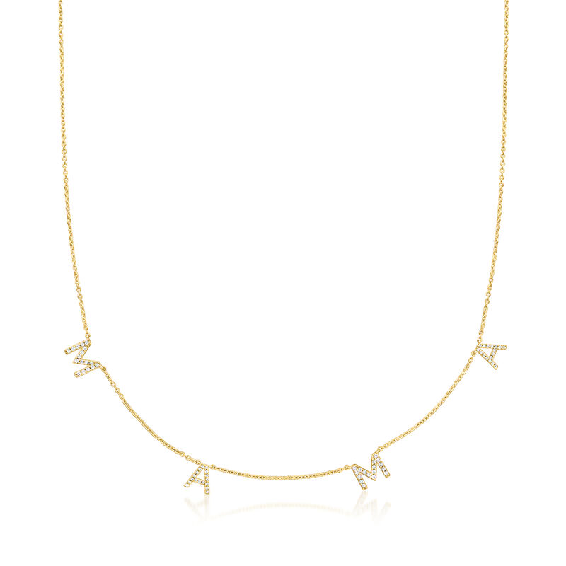 .25 ct. t.w. Diamond &quot;Mama&quot; Station Necklace in 18kt Gold Over Sterling image number 0