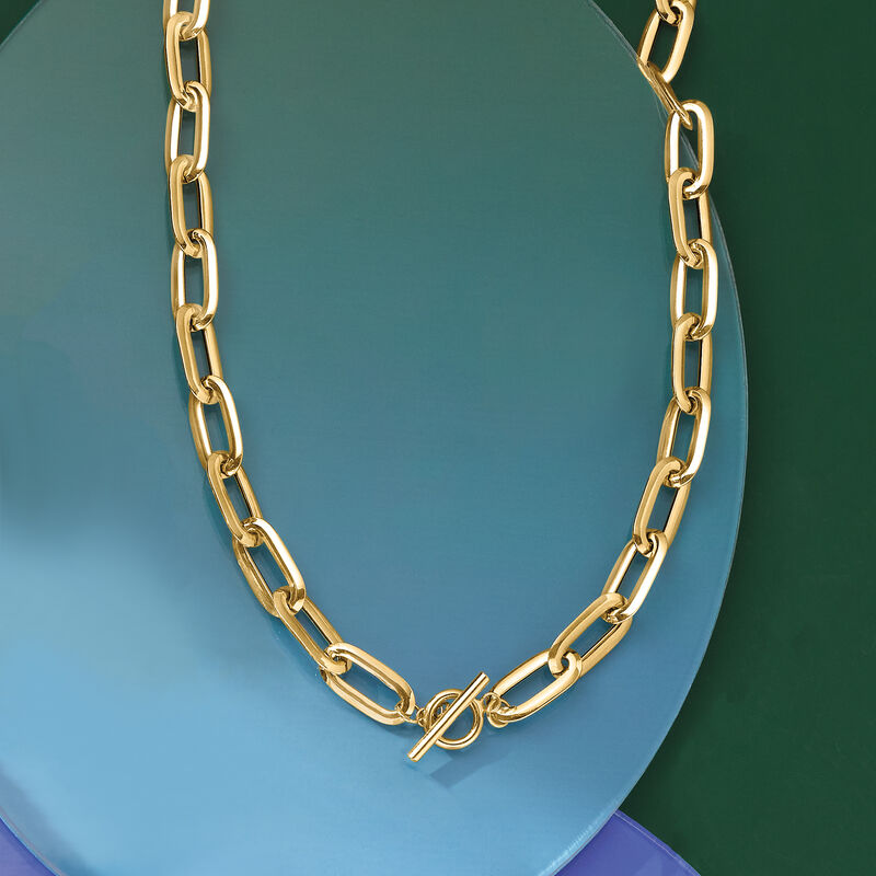 Italian 14kt Yellow Gold Paper Clip Link Toggle Necklace image number 5