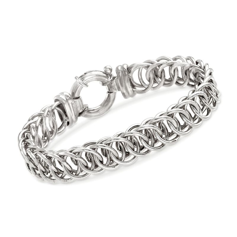 Italian Sterling Silver Interlocking Circle-Link Bracelet image number 0