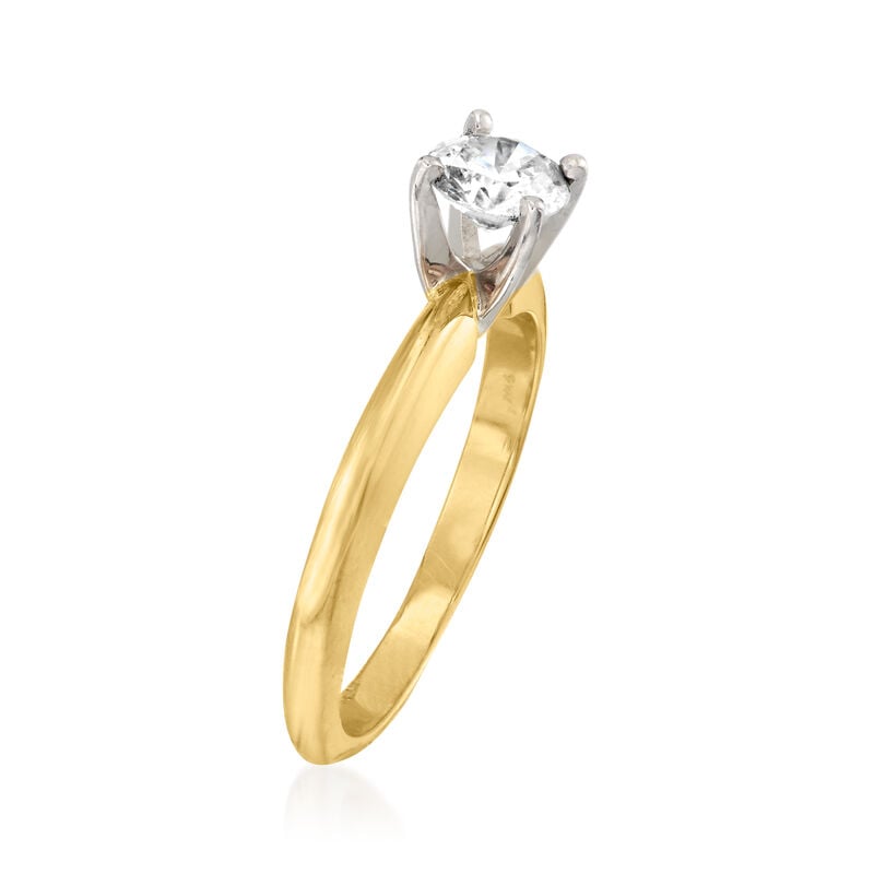 C. 2010 Vintage .54 Carat Certified Diamond Solitaire Ring in 14kt Yellow Gold. Size 7 image number 2