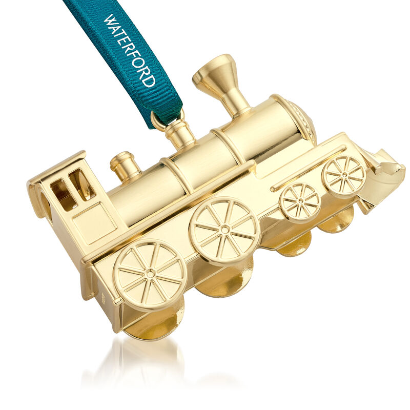 Waterford Crystal Goldtone Steam Train Ornament image number 1