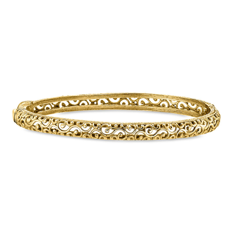14kt Yellow Gold-Plated Scrollwork Bangle Bracelet image number 0