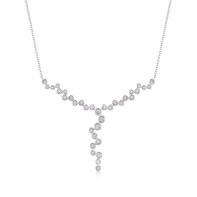 1.00 ct. t.w. Bezel-Set Diamond Y-Necklace in 14kt White Gold image number 0