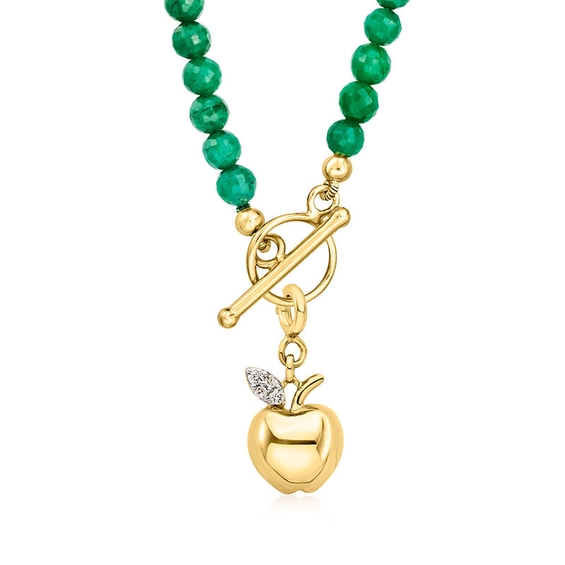 Diamond Apple Charm in 18kt Gold Over Sterling image number 2