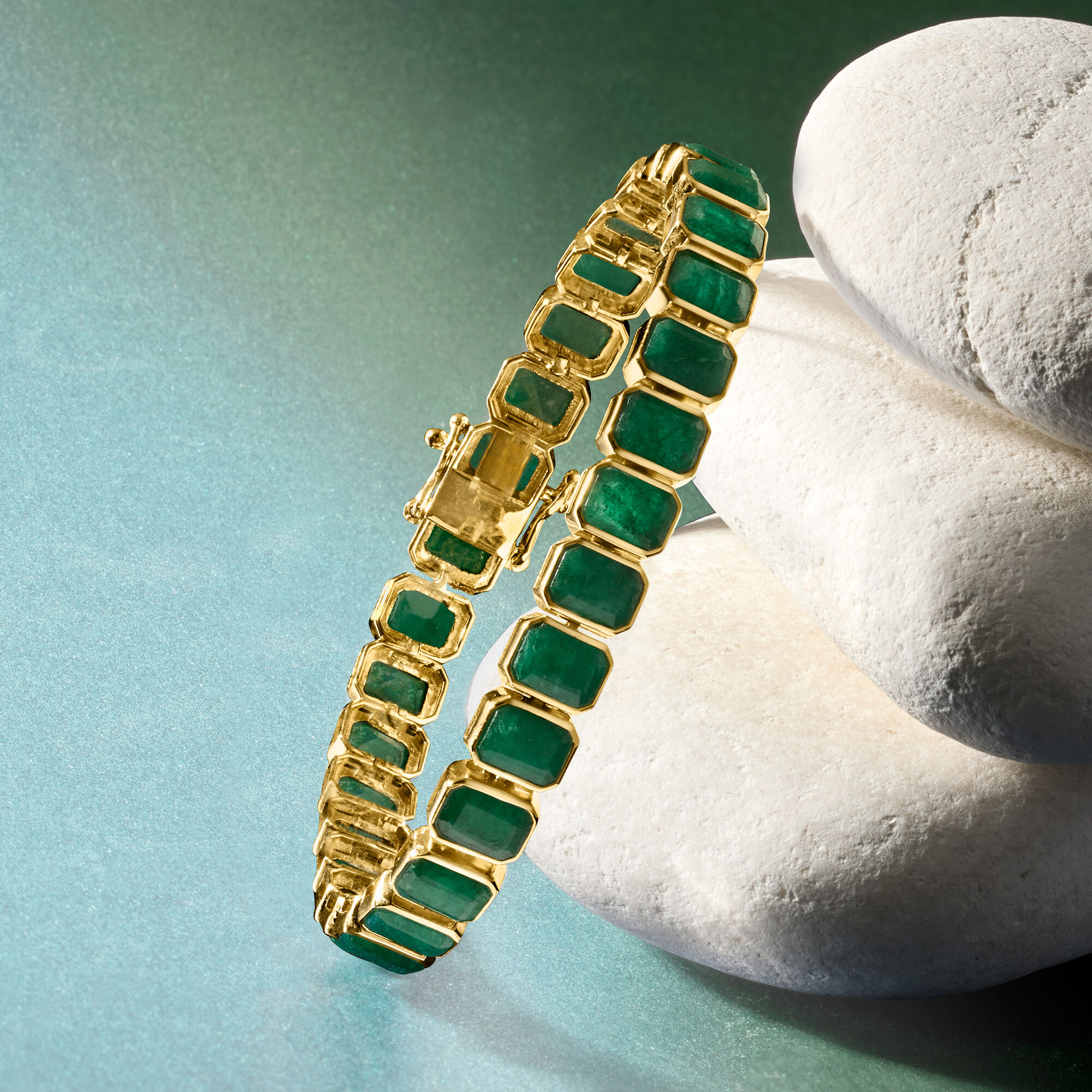25.00 ct. t.w. Bezel-Set Emerald Bracelet in 18kt Gold Over