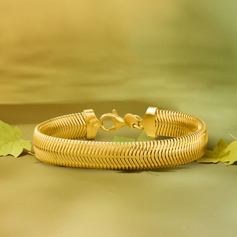 Italian 18kt Gold Over Sterling Flat Snake-Chain Bracelet image number 2