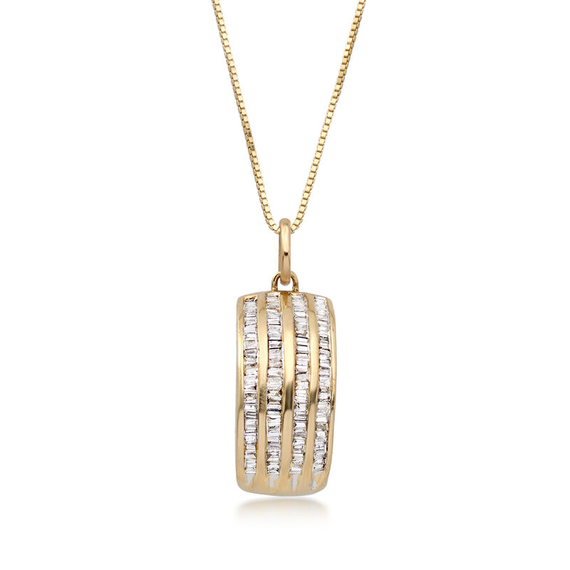 C. 1990 Vintage 1.00 ct. t.w. Diamond Curved Pendant Necklace in 14kt Yellow Gold. 18" image number 0