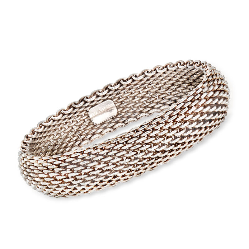 C. 1990 Vintage Tiffany Jewelry &quot;Somerset&quot; Sterling Silver Mesh Bracelet image number 0