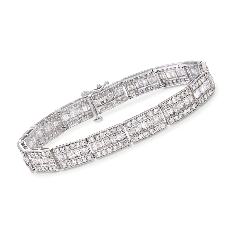 6.00 ct. t.w. Baguette and Round Diamond Bracelet in 14kt White Gold image number 0