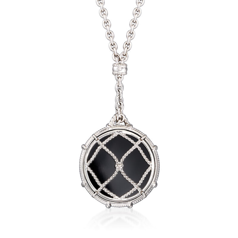 Judith Ripka "Isola" Black Onyx Pendant Necklace in Sterling Silver. 18" image number 1