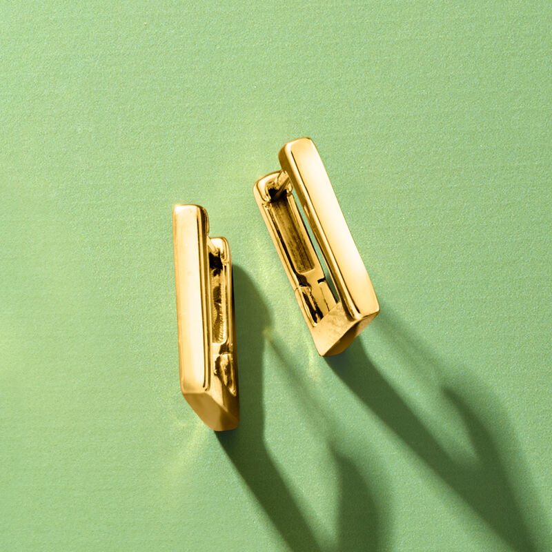 18kt Gold Vermeil Square Huggie Hoop Earrings. 1/2&quot; image number 2