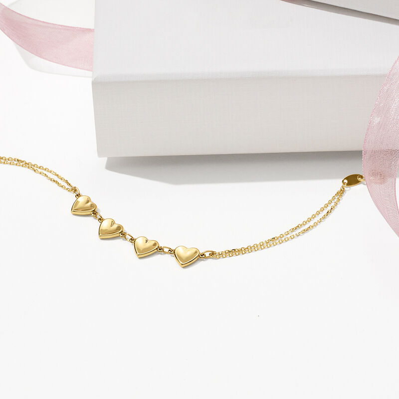 14kt Yellow Gold Heart Station Bracelet. 7.5&quot; image number 1