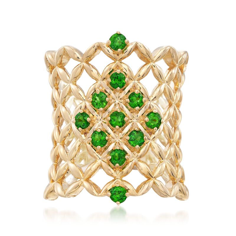 .70 ct. t.w. Chrome Diopside Latticework Ring in 18kt Gold Over Sterling image number 0