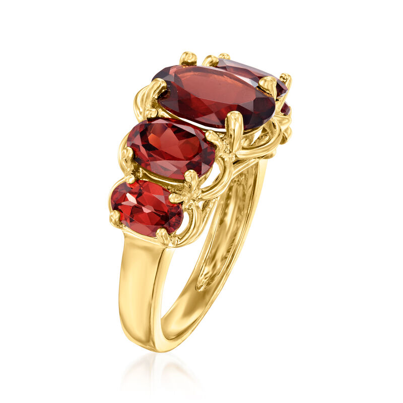 4.50 ct. t.w. Garnet Five-Stone Ring in 18kt Gold Over Sterling image number 2