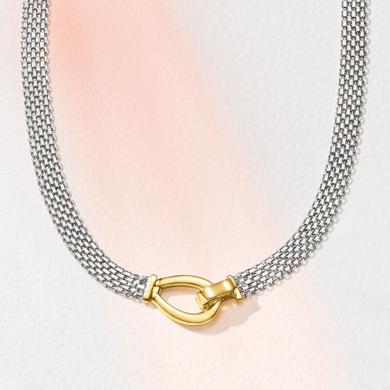 Two-Tone Sterling Silver Bismark-Link Necklace image number 3