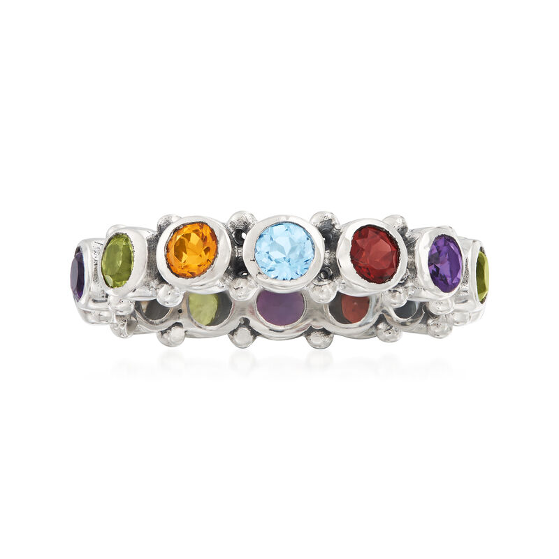 1.50 ct. t.w. Multi-Gemstone Eternity Band in Sterling Silver image number 3