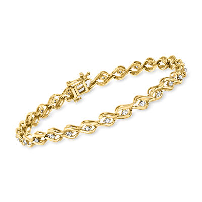 .50 ct. t.w. Diamond Swirl Bracelet in 18kt Gold Over Sterling