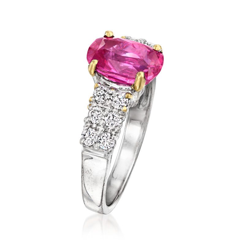 C. 1980 Vintage 2.82 Carat Pink Sapphire Ring with .48 ct. t.w. Diamonds in 18kt White Gold. Size 6.5 image number 2