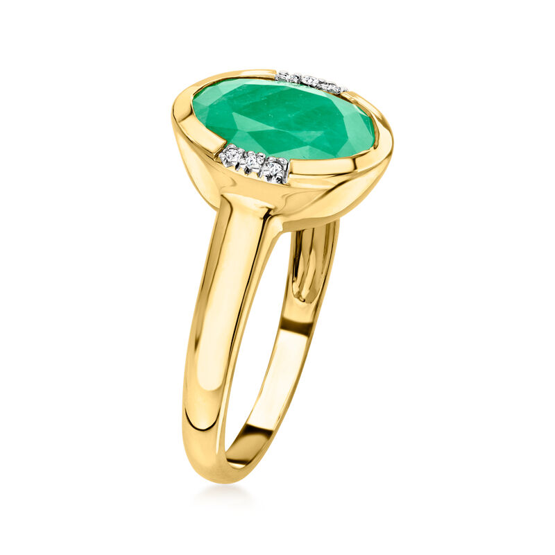 3.00 Carat Emerald Ring with Diamonds in 14kt Yellow Gold image number 2