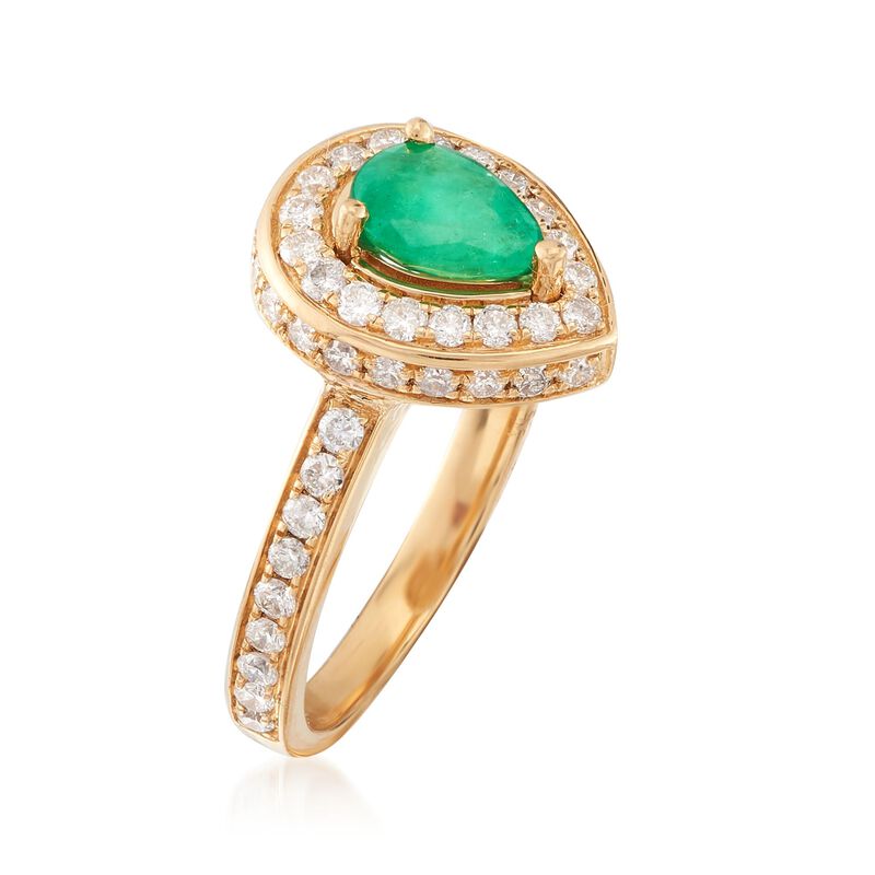 .60 Carat Emerald and .80 ct. t.w. Diamond Ring in 18kt Yellow Gold image number 2