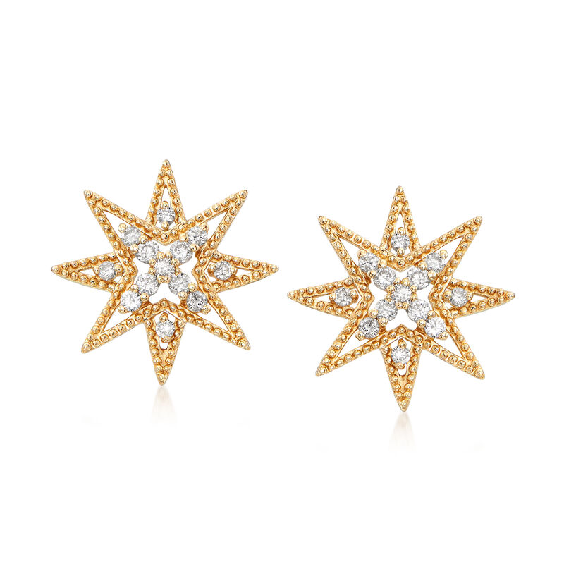 .28 ct. t.w. Diamond Star Earrings in 14kt Yellow Gold image number 0