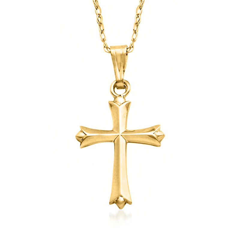 Child's 14kt Yellow Gold Cross Pendant Necklace. 15&quot; image number 0