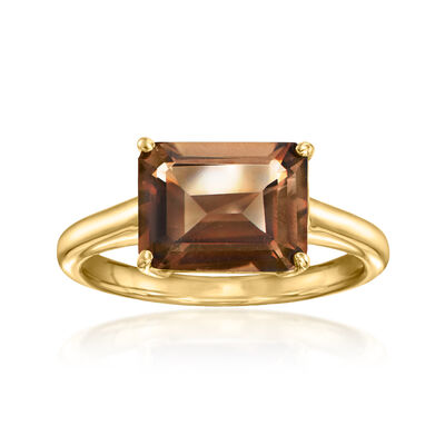 2.70 Carat Smoky Quartz East-West Ring in 18kt Gold Over Sterling