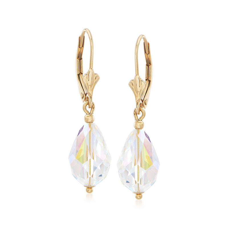 Swarovski Crystal Drop Earrings in 14kt Yellow Gold image number 0