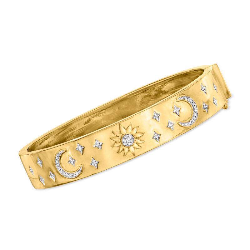 .15 ct. t.w. Diamond Celestial Bangle Bracelet in 18kt Gold Over Sterling image number 0