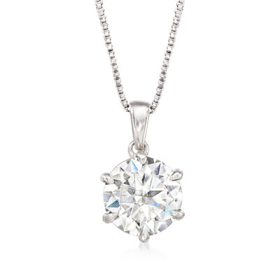 2.00 Carat Moissanite Solitaire Necklace in Sterling Silver