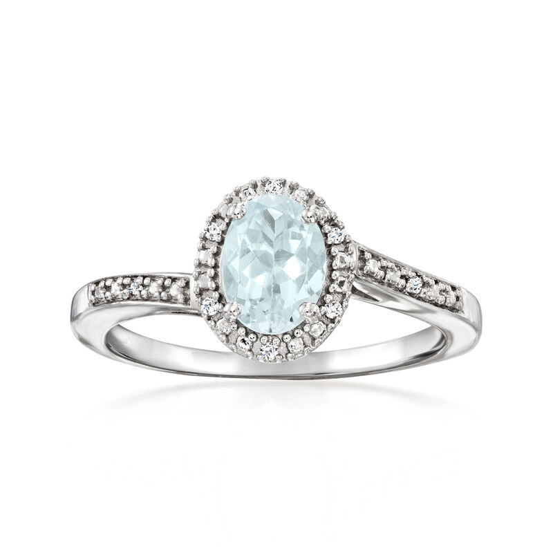 .70 Carat Aquamarine Ring with Diamonds in Sterling Silver image number 0