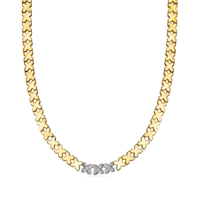 C. 1990 Vintage .25 ct. t.w. Diamond &quot;X&quot; Link Necklace in 14kt Yellow Gold image number 0