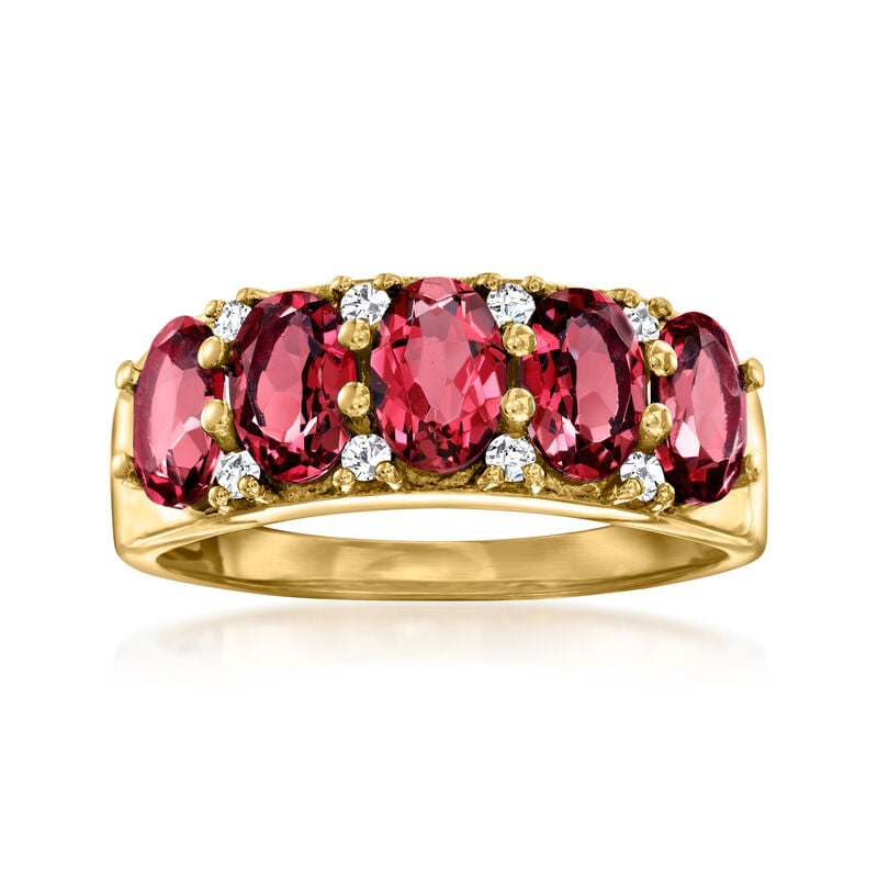 3.10 ct. t.w. Rhodolite Garnet and .30 ct. t.w. White Zircon Ring in 18kt Gold Over Sterling image number 0