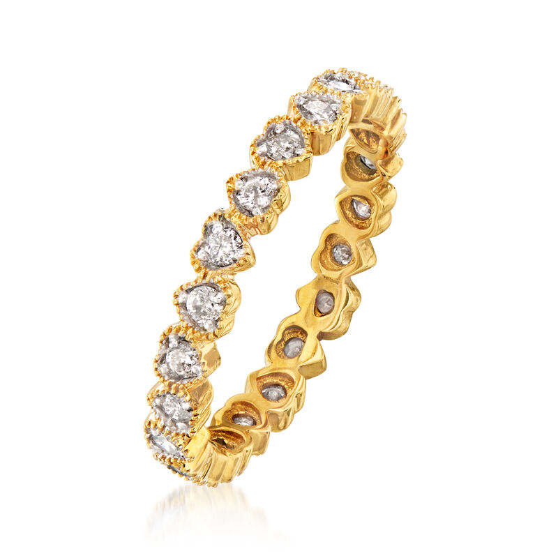 .50 ct. t.w. Diamond Heart Eternity Band in 18kt Gold Over Sterling. Size 7 image number 2