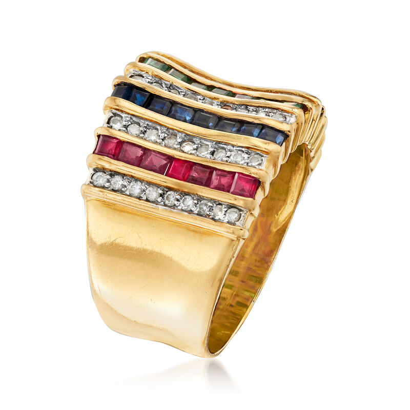 C. 1980 Vintage 3.55 ct. t.w. Multi-Gem and .75 ct. t.w. Diamond Ring in 18kt Yellow Gold. Size 8 image number 2