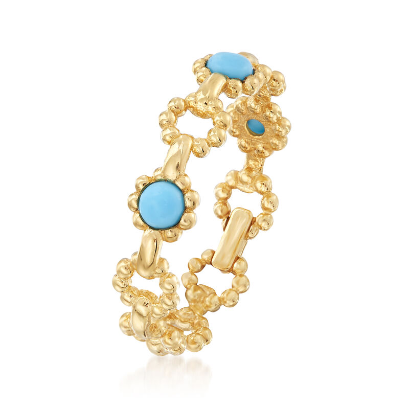 Italian Simulated Turquoise Ring in 14kt Yellow Gold image number 2