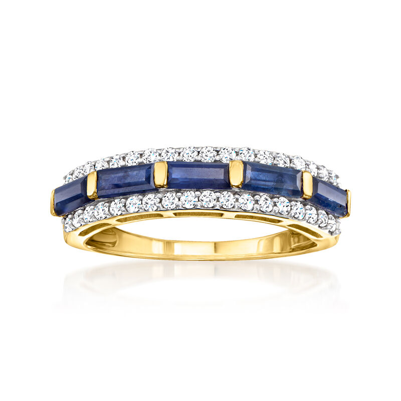 1.20 ct. t.w. Sapphire and .29 ct. t.w. Diamond Ring in 14kt Yellow Gold image number 0